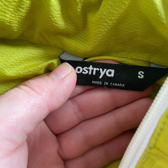 Ostrya Down Filled Puffer Vest Small S Neon Yellow Quilted Zip Up Mens Packable - Picture 5 of 6